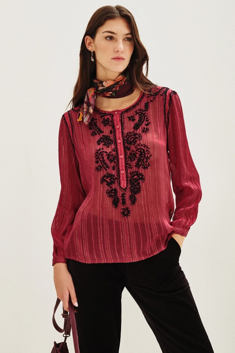 Camisa Gandha Lurex Bordo