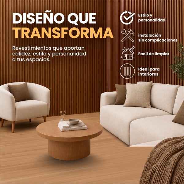 Pack x20 Wpc Simil Madera Wall Panel Lambrin 2.90x16.7 Marrón madera 5