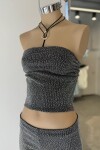 Strapless con brillos Negro