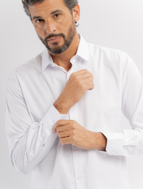 Camisa m/l algodon lisa blanco