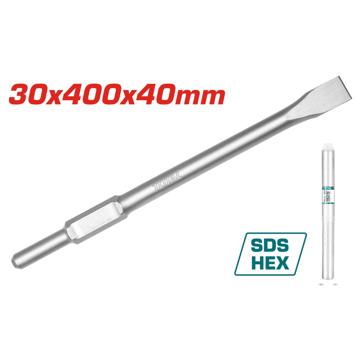 Cincel corta hierro enc hexagonal 30x400x35mm p demoledor de 1700w total TAC15333012 