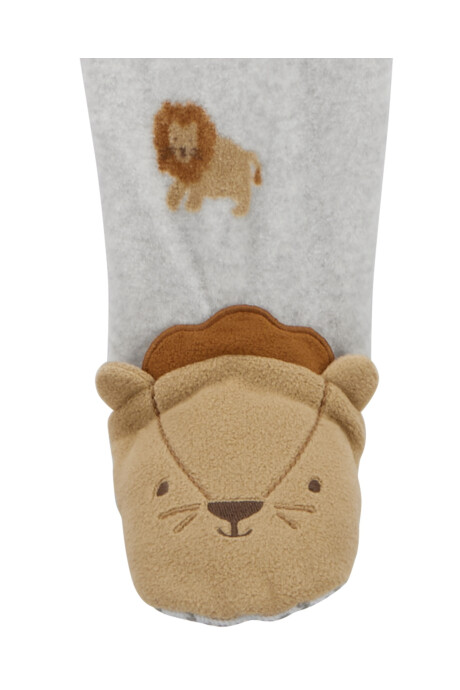 Pijama una pieza de micropolar, con pie, diseño leones Sin color