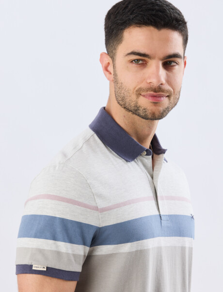 REMERA POLO RAYADA JERSEY Gris