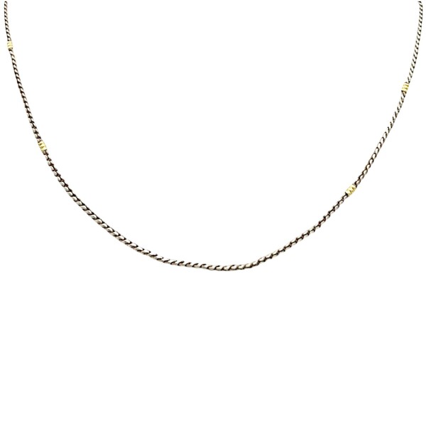 Cadena Tourbillon fina - Plata y Oro - Sin piedra - CD5059 sinpiedra