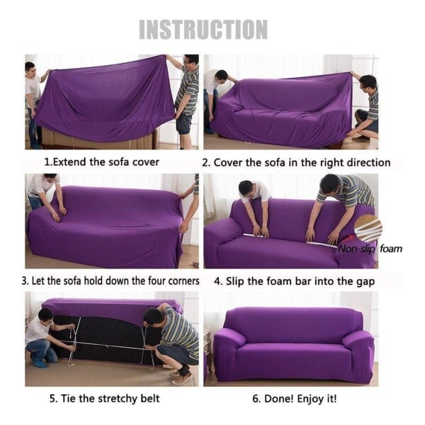 Pack X2 Funda Forro Cubre Sillon Sofa 1 Cuerpo Elastizada Color Variante Violeta