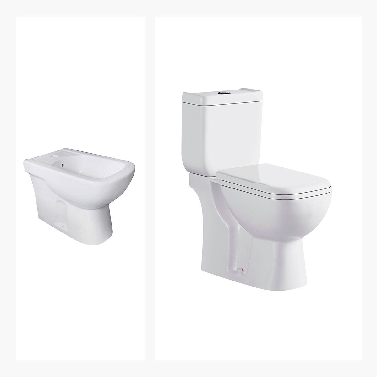Juego De Inodoro Con Mochila Tapa Y Bidet Descarga 25 Cm Linea Malawi Marca Aqualia 