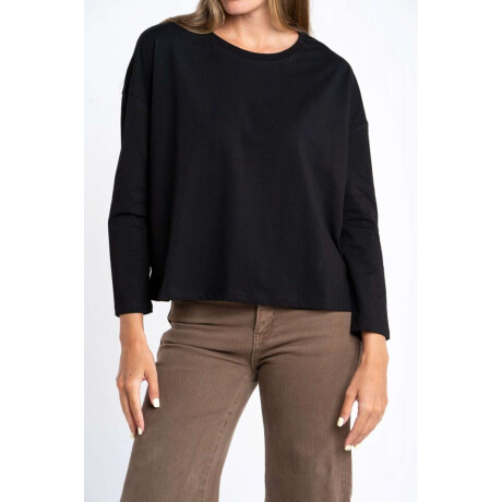 Remera Manga Larga Algodon Elastano Negro
