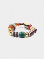 Pulsera Elástica Con Cuentas De Piedras Y Cerámica multicolor
