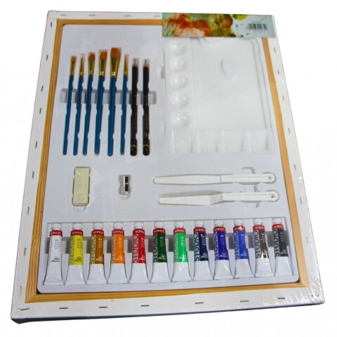 SET DE 2 BASTIDORES TAMAÑO 40X50 CMS CON 12 PINTURAS ACRILICAS Y ESPATULAS SET DE 2 BASTIDORES TAMAÑO 40X50 CMS CON 12 PINTURAS ACRILICAS Y ESPATULAS