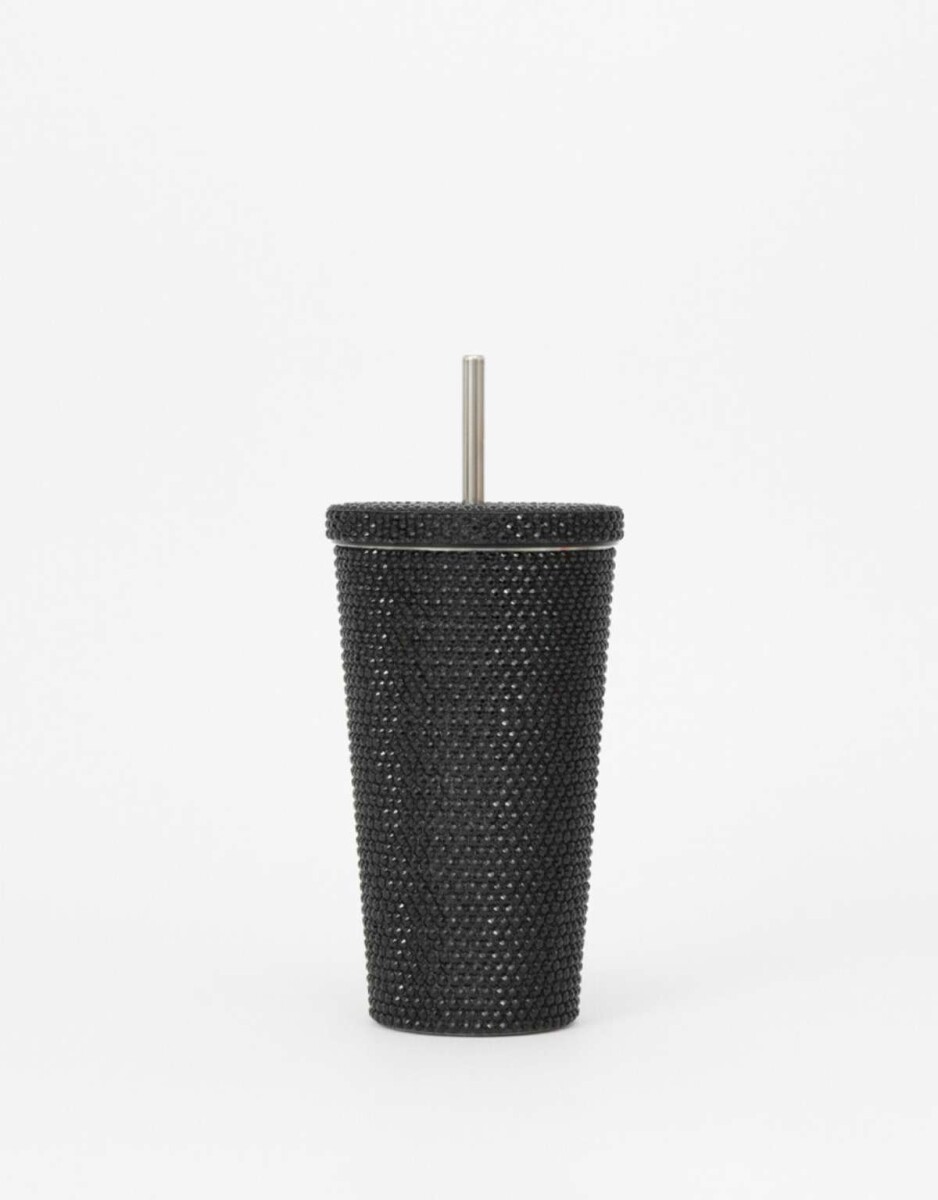 Vaso Metálico Con Strass - Negro 