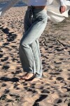 Pantalón Blanca Rayas celestes y beige