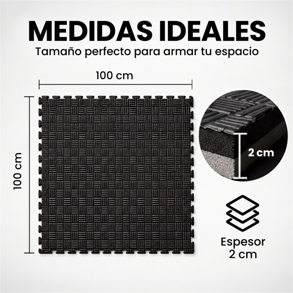 Piso Tatami Goma Eva Encastrable 1x1m 2cm Yoga Pesa Mancuer NEGRO GRIS