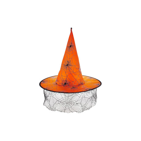 Sombrero de bruja Halloween con tul Naranja