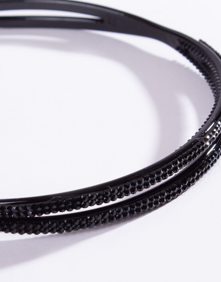 Vinchas Rígidas Strass Vincha Rígida Doble - Negro