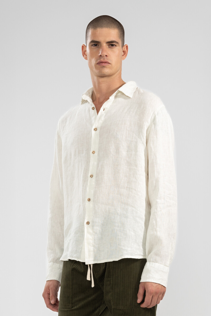 100% LINEN LONG SLEEVE SHIRT Oyster