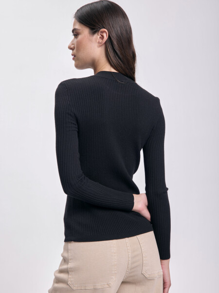 Remera punto rib Negro