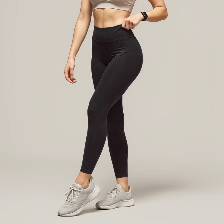 Calza de Lycra Afelpada de Tiro Alto NEGRO