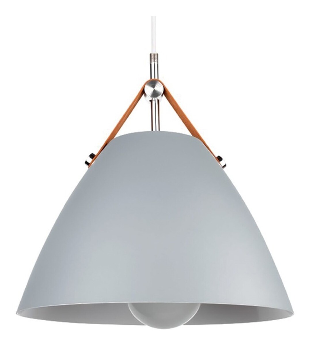 Lampara De Techo Colgante Campana Nordica Metal Cuero - Gris 
