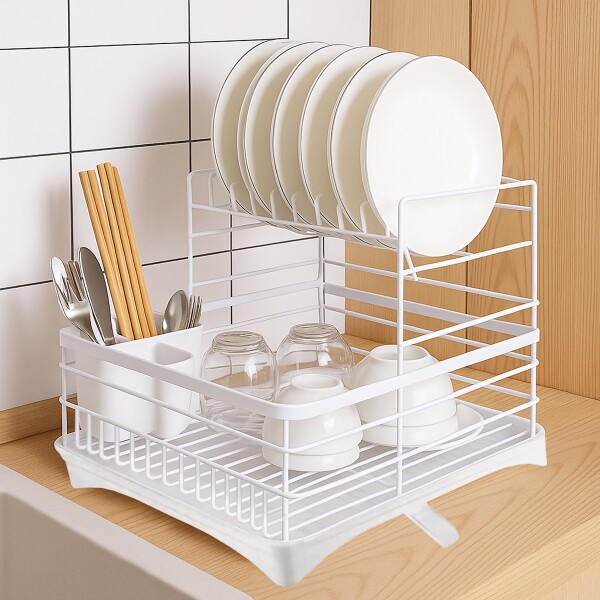 Escurridor Seca Platos Vajilla 2 Niveles Con Bandeja Drenaje Agua Cocina Imback Color Blanco Escurridor Seca Platos Vajilla 2 Niveles Con Bandeja Drenaje Agua Cocina Imback Color Blanco