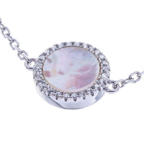 Pulsera de plata 925 rodinada, nacar y circonias Pulsera de plata 925 rodinada, nacar y circonias