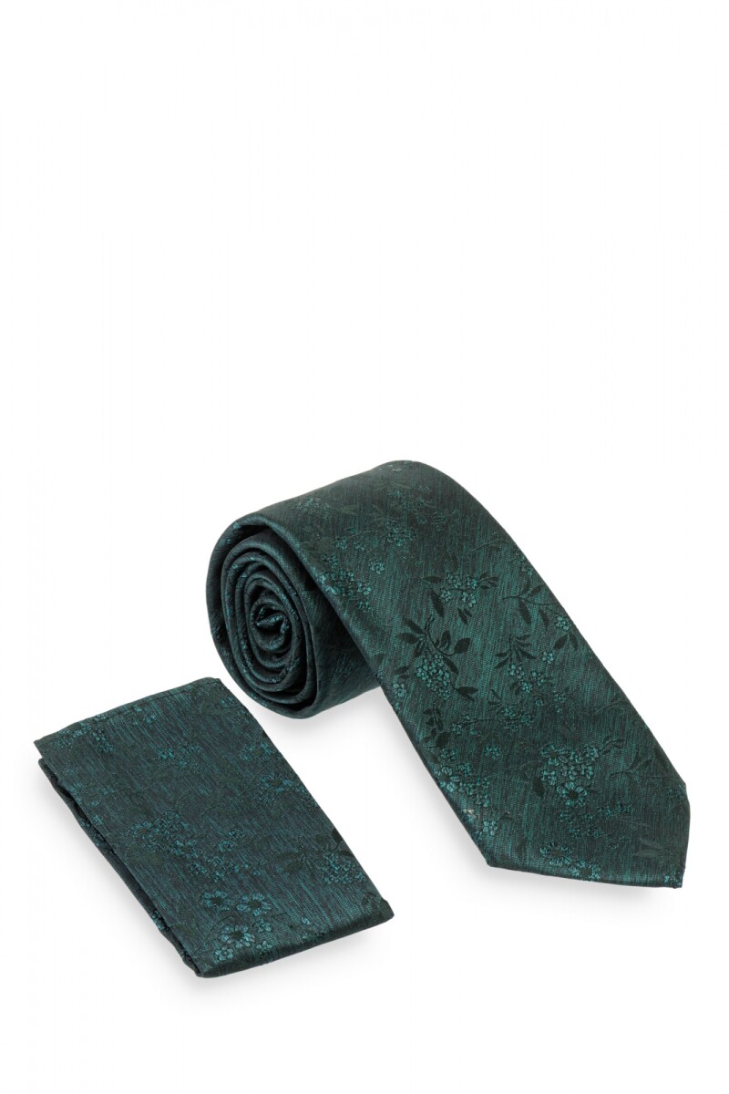 Corbata con pañuelo 8 cm VERDE