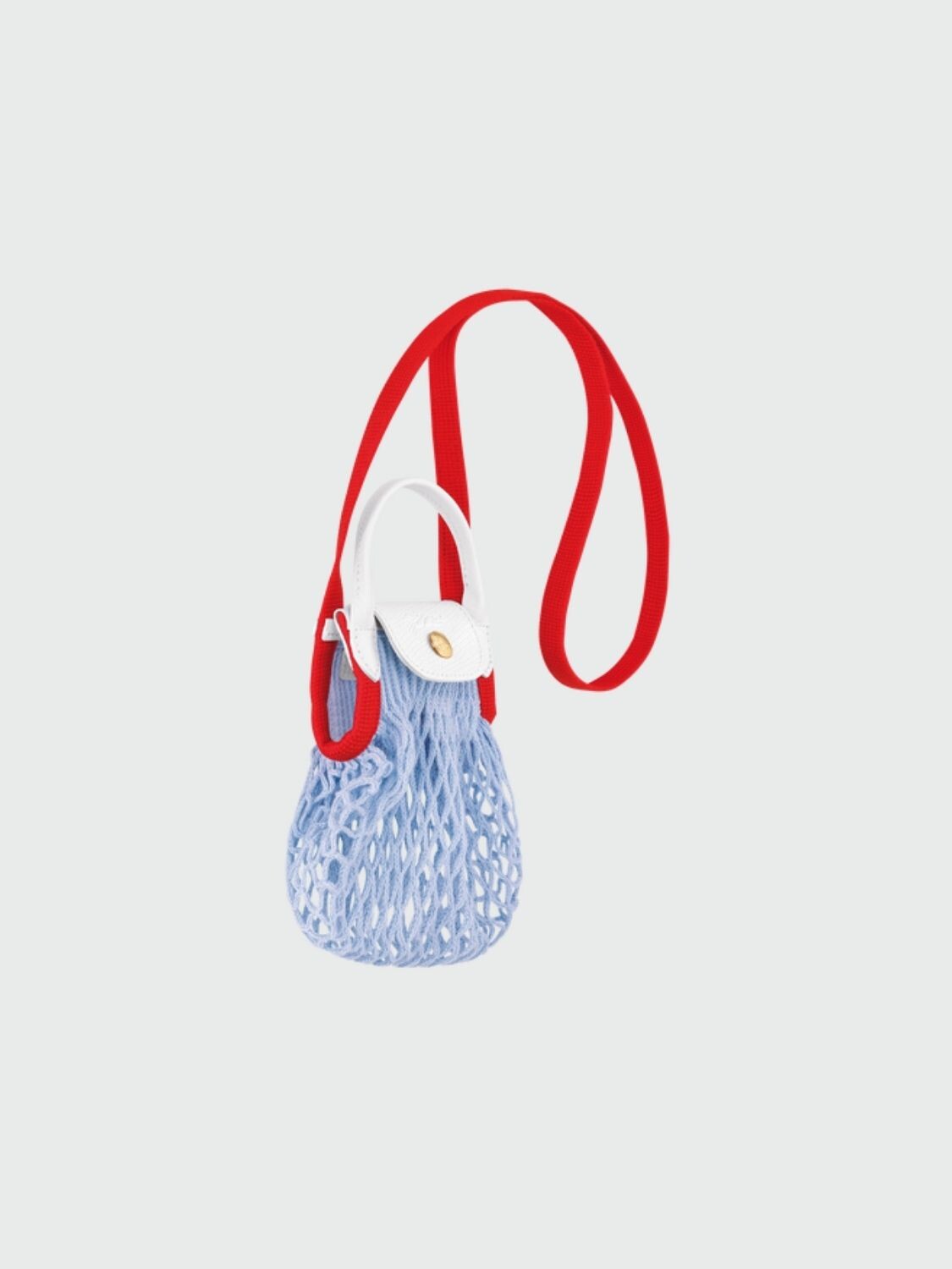 Longchamp -Cartera de red mini, Le pliage Filet Gris Oscuro