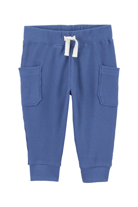 Set dos piezas de algodón texturado, pantalón y remera, azul Set dos piezas de algodón texturado, pantalón y remera, azul