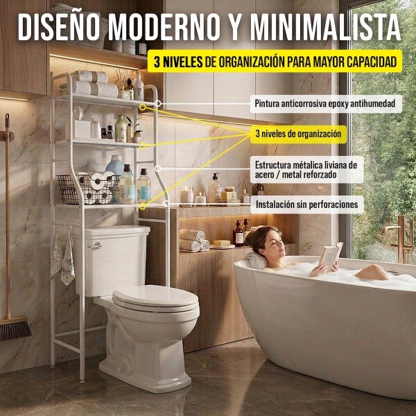 Estantes Armario Mueble Organizador Baño Inodoro Metal Acero Imback Color Blanco Estantes Armario Mueble Organizador Baño Inodoro Metal Acero Imback Color Blanco