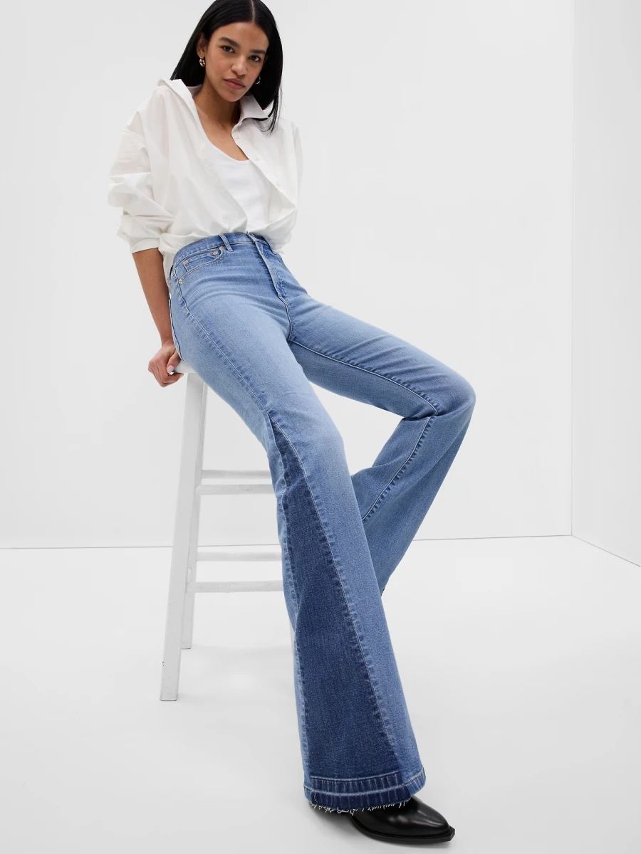 Jean 70S Flare Tiro Alto Mujer - Medium Indigo 21 