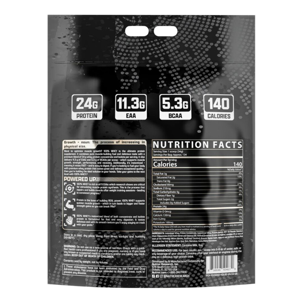 100% Whey Protein Vanilla | Proteína de Suero | 10 lb - Nutrex 100% Whey Protein Vanilla | Proteína de Suero | 10 lb - Nutrex