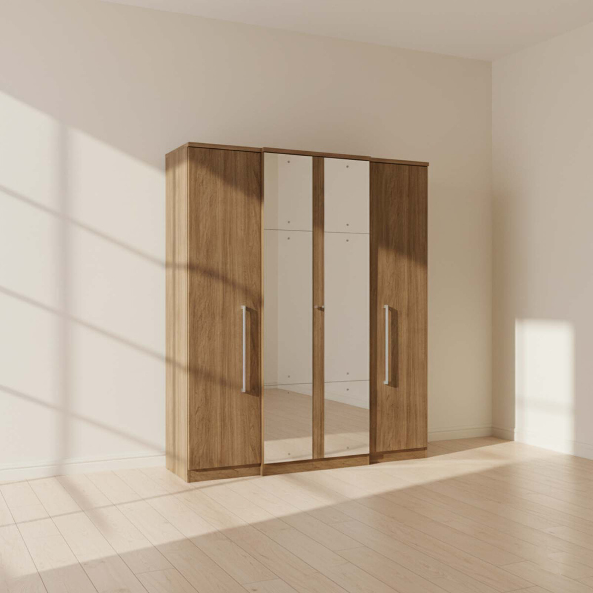 PLACARD ROPERO - 4 PUERTAS MDP MARRON SPLENDORE GLASS 