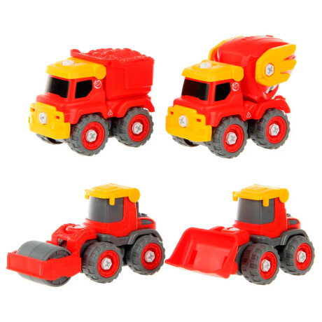 Robot Dragón Transformer 5x1 Autos De Construcción Rojo