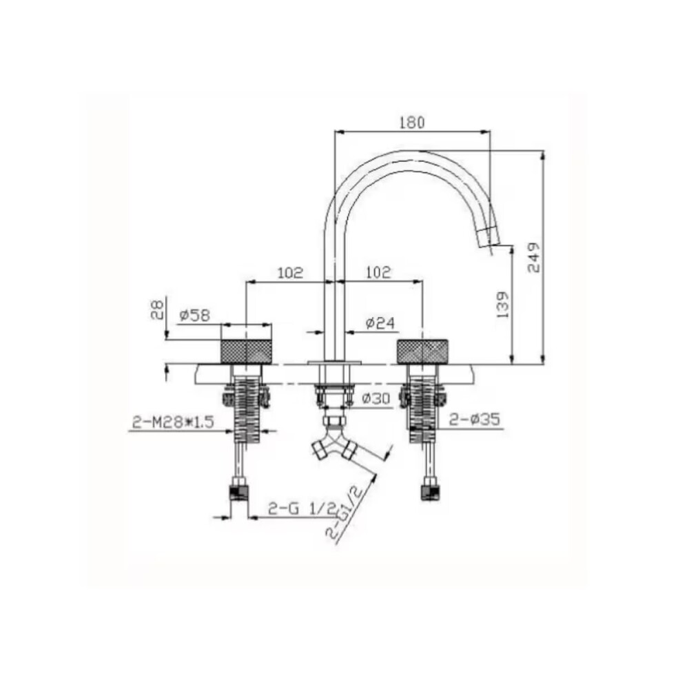 Grifería de lavatorio bimando de mesada Nuoro negro mate Grifería De Lavatorio Bimando De Mesada Nuoro Negro Mate