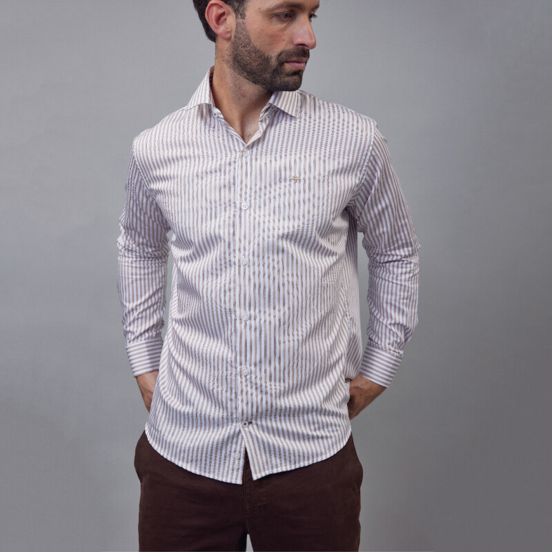 Camisa Luxury Blanca con rayas doradas