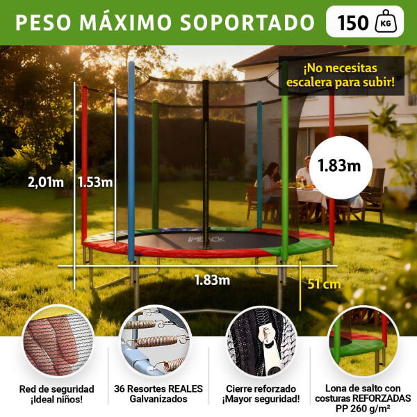 Cama Elastica 1.83 M Trampolin Saltarin Niños Adultos Grande Con Red Proteccion Imback Multicolor Cama Elastica 1.83 M Trampolin Saltarin Niños Adultos Grande Con Red Proteccion Imback Multicolor