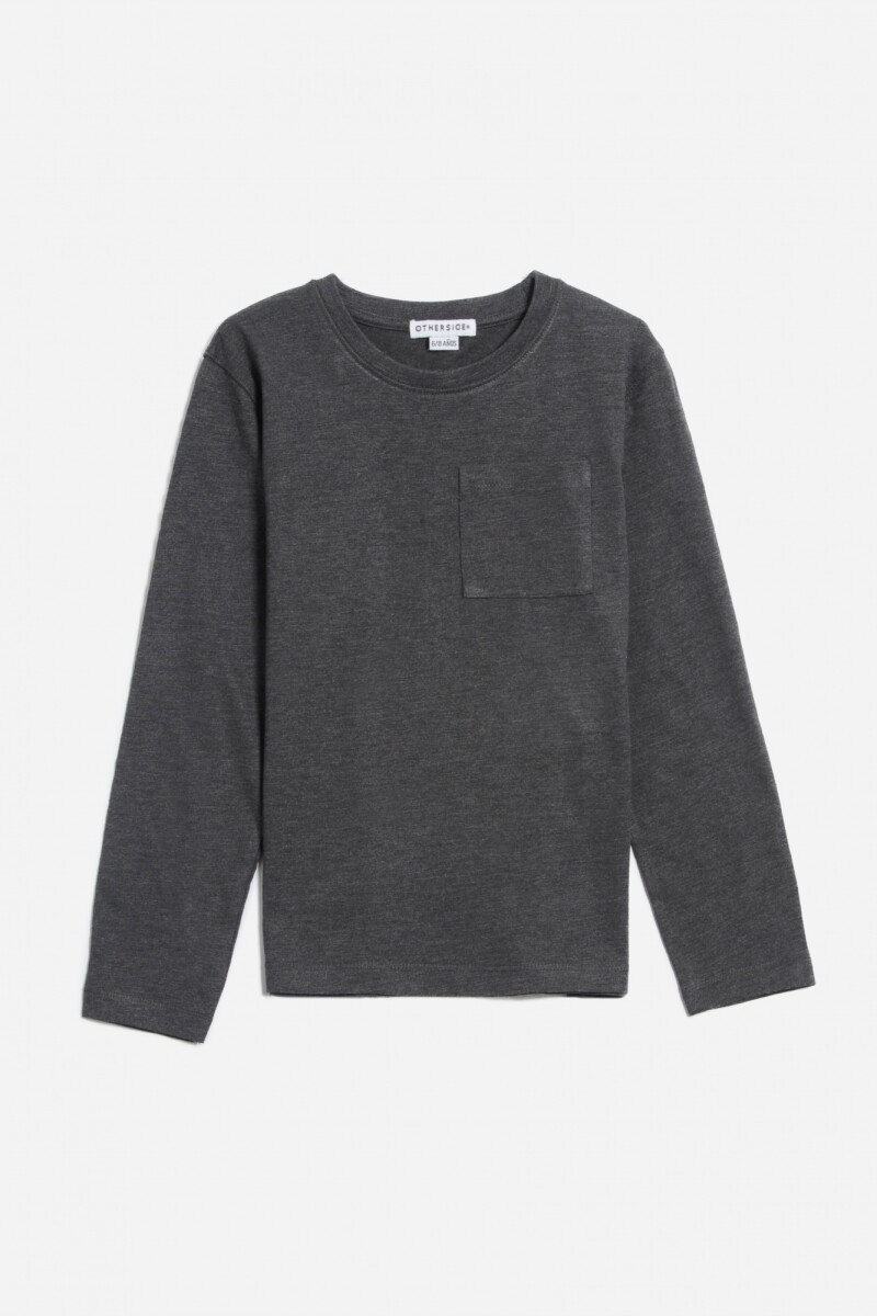 Remera básica manga larga - Gris oscuro 