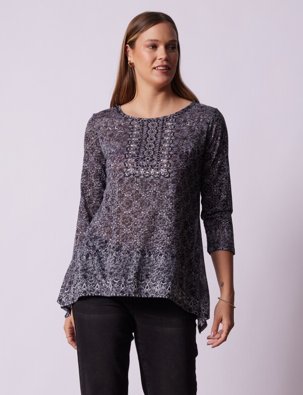 Blusa Detalle Brillos GRIS/MULTI