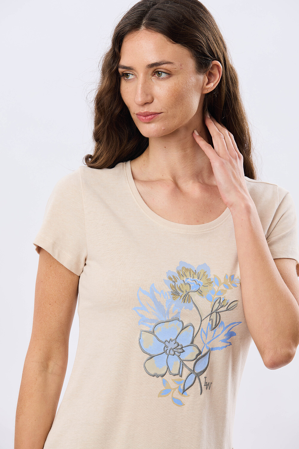 REMERA ESTAMPADA DE ALGODÓN Beige