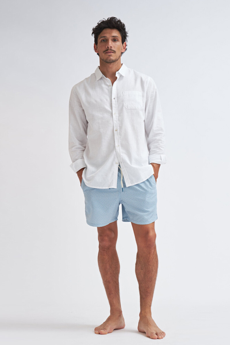 Short de baño Geométrico- Azul Piedra