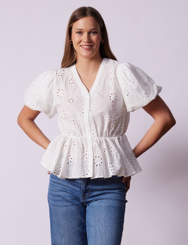Blusa Algodon Broderie CRUDO