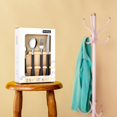 Set 24 Pzas Acero Inoxidable Estilo Funcionalidad Negro