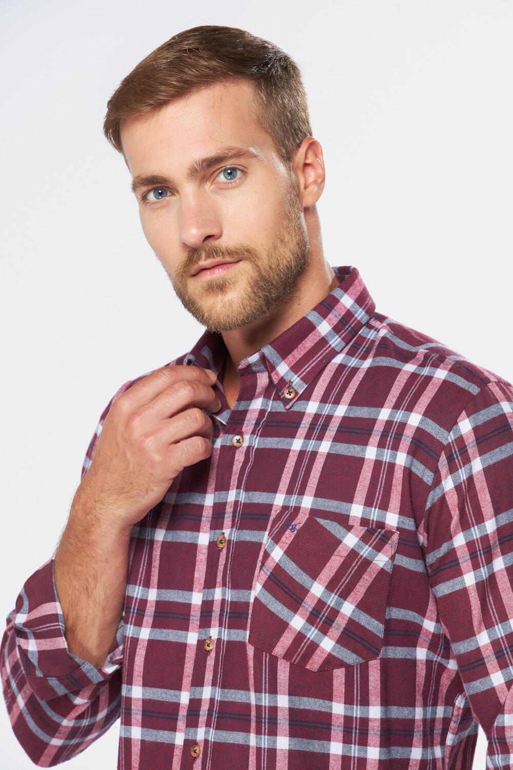 CAMISA LEÑADORA CUADROS Bordo
