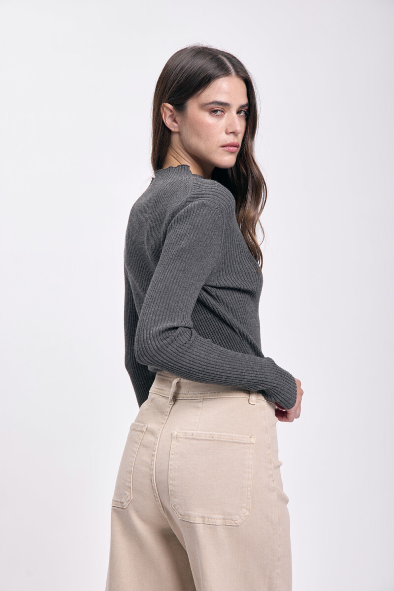 Polera punto de rib Gris Oscuro