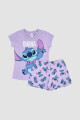 Pijama infantil stitch ohana Lila