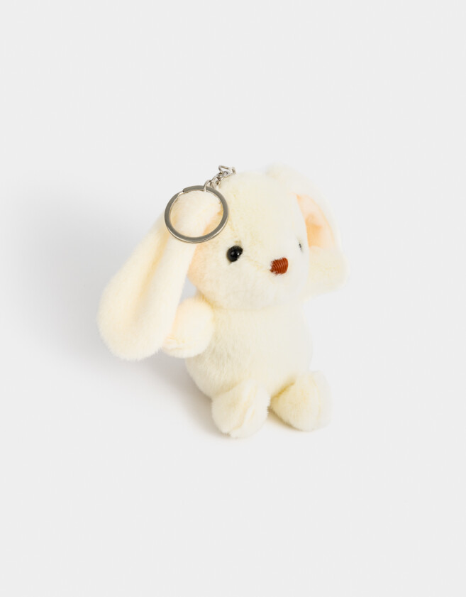 Llavero Peluche Llavero Y Charm De Conejito - Blanco Crudo