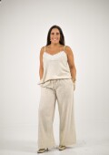 Musculosa 100% lino con dorado y broderie Musculosa 100% lino con dorado y broderie
