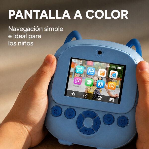 Camara De Fotos Buho Infantil Impresion Instantanea Polaroid Variante Color Azul