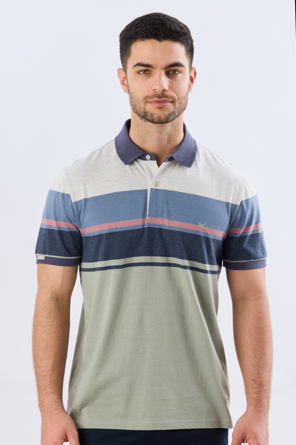REMERA POLO RAYADA JERSEY Blanco