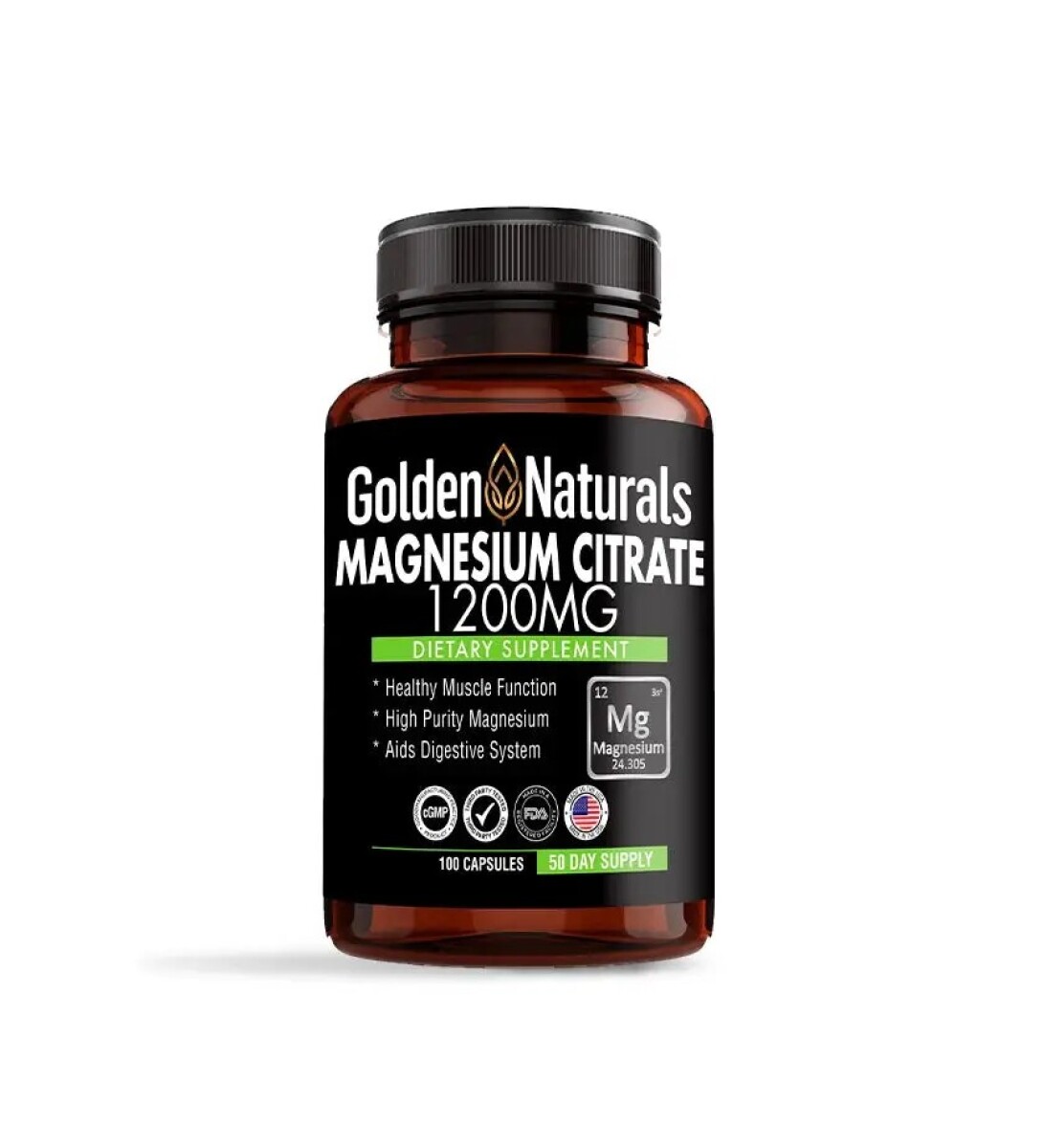 Citrato de Magnesio 1200 mg | 100 Cápsulas Golden Naturals 