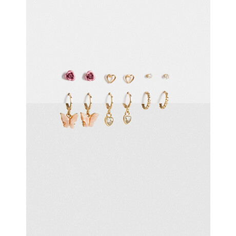 Set De Aros Dorados Romantico Dorado